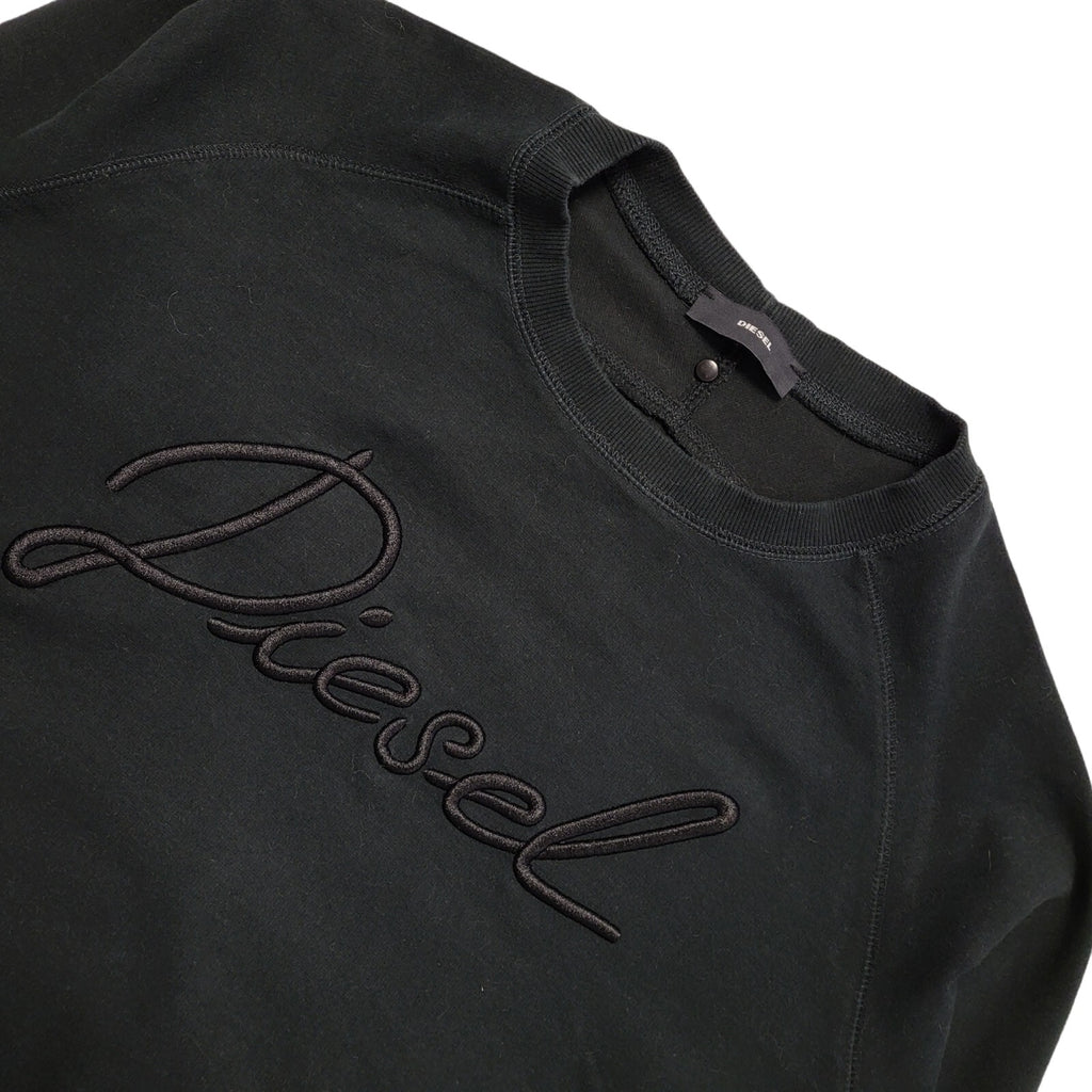 Diesel Y2k Black Round Neck Sweatshirt Uk Women's Size 14