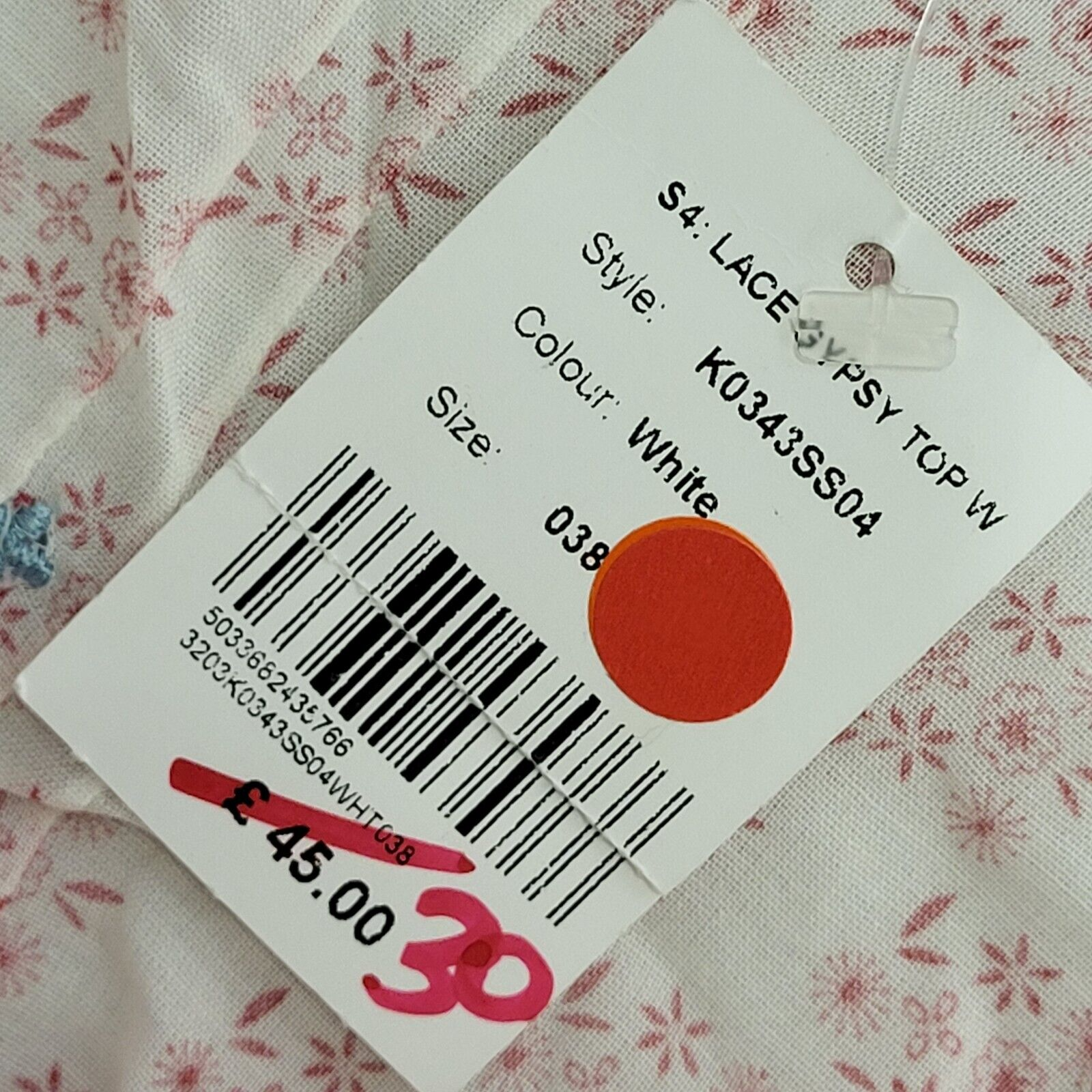 Kookai Vintage Y2K White & Red Floral Lace Gypsy Top BNWT UK Size 10