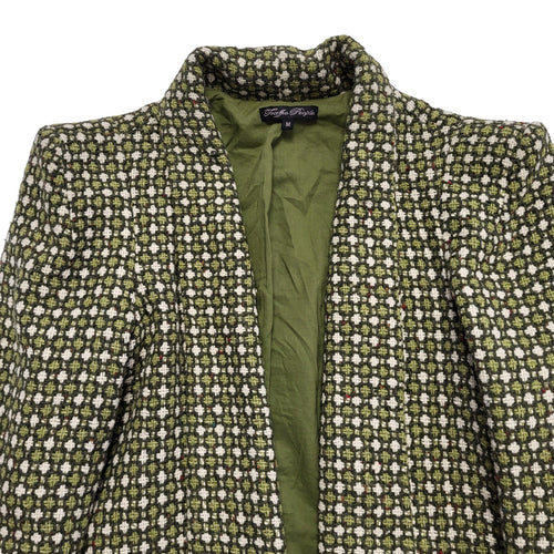 90s Vintage Green Open Front Wool Blend Jacket Uk Women's Size M