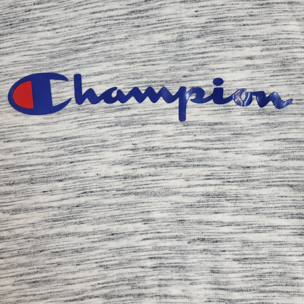 Champion Grey Y2K Drawstring Sweatshirt Hoodie UK Men's Size M