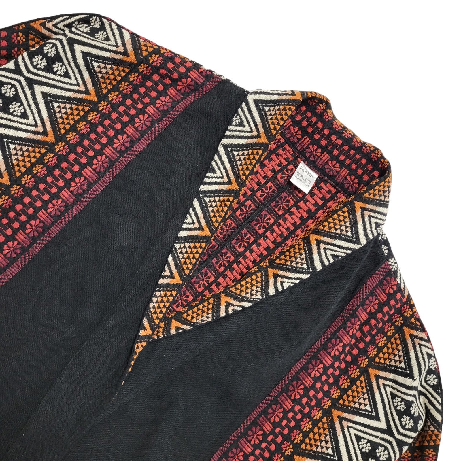 Vintage 90s Black White Red Open Front Cardigan Uk Women's Size Free Size