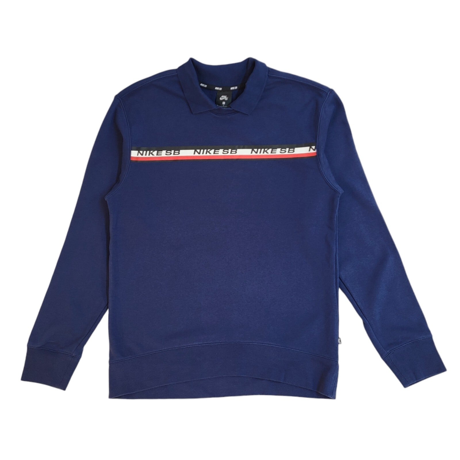 Nike SB Sports Sweatshirt Blue Collared 90's Vintage UK Men's Size S