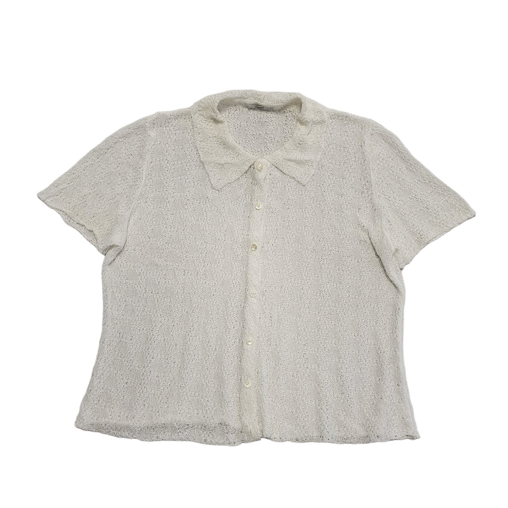 M&S Vintage 90's White Button Collared Cardigan Womens UK 18