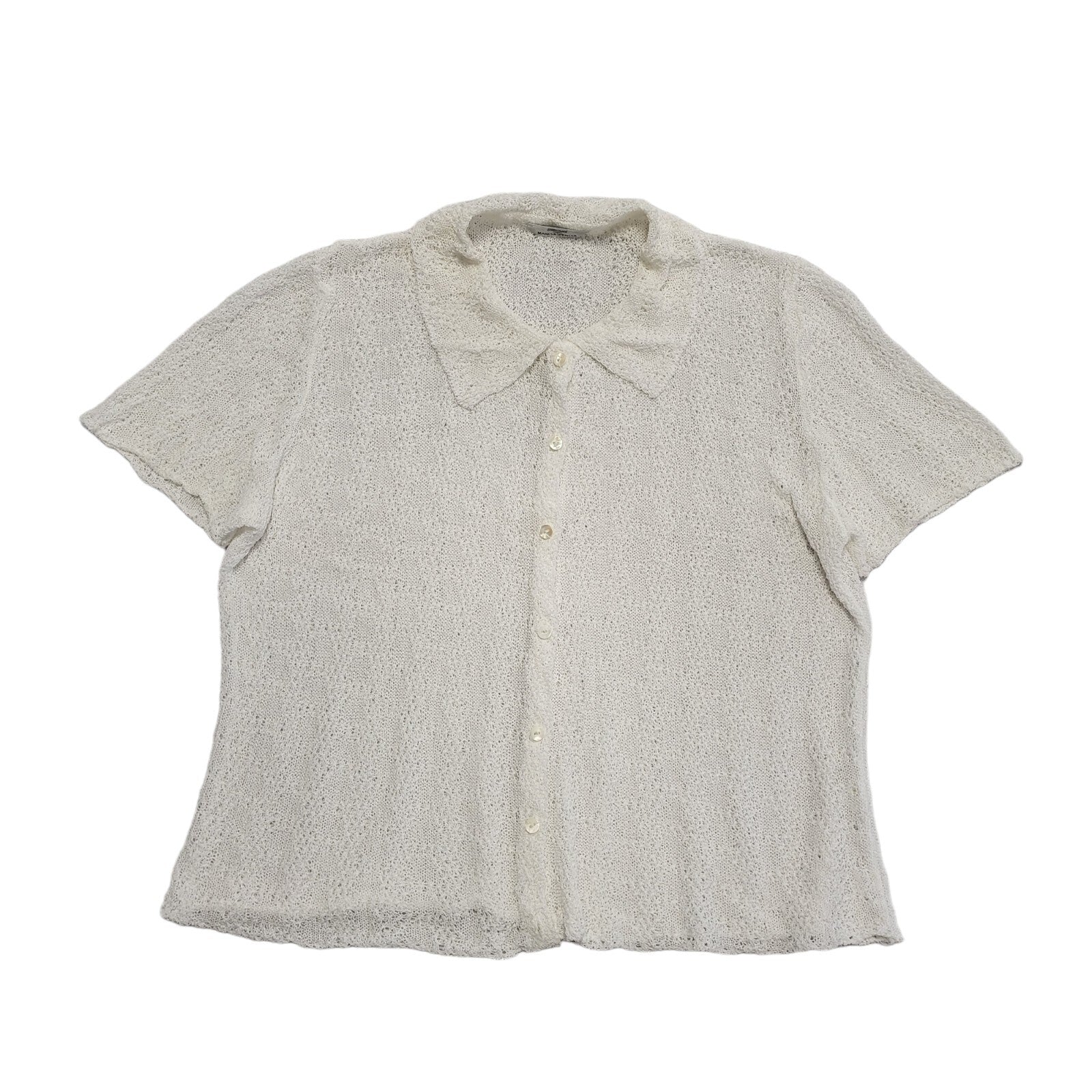 M&S Vintage 90's White Button Collared Cardigan Womens UK 18