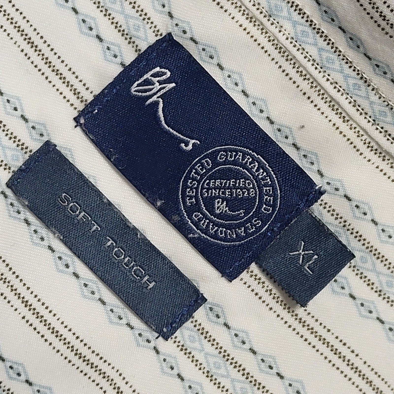 BHS 90's White, Grey & Blue Short Sleeve Striped Shirt Men's UK Size XL