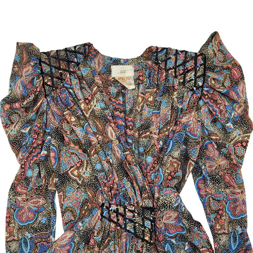 80s Vintage Lucy Richards Multicolored V-Neck Wrap Dress Women's Size 12 BNWT