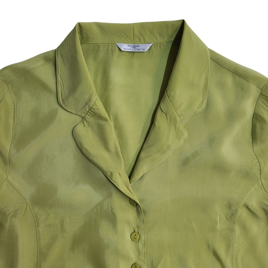 Marks and Spencer Green 90's Short Sleeve Shirt Women's UK Size 16