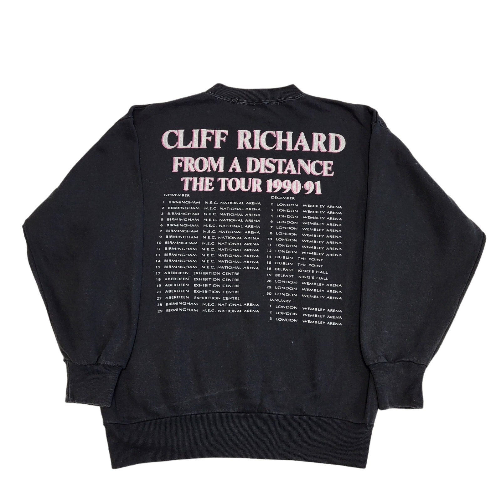 Cliff Richard 1990-91 UK Tour 90s Vintage Black Sweatshirt Women's Size L