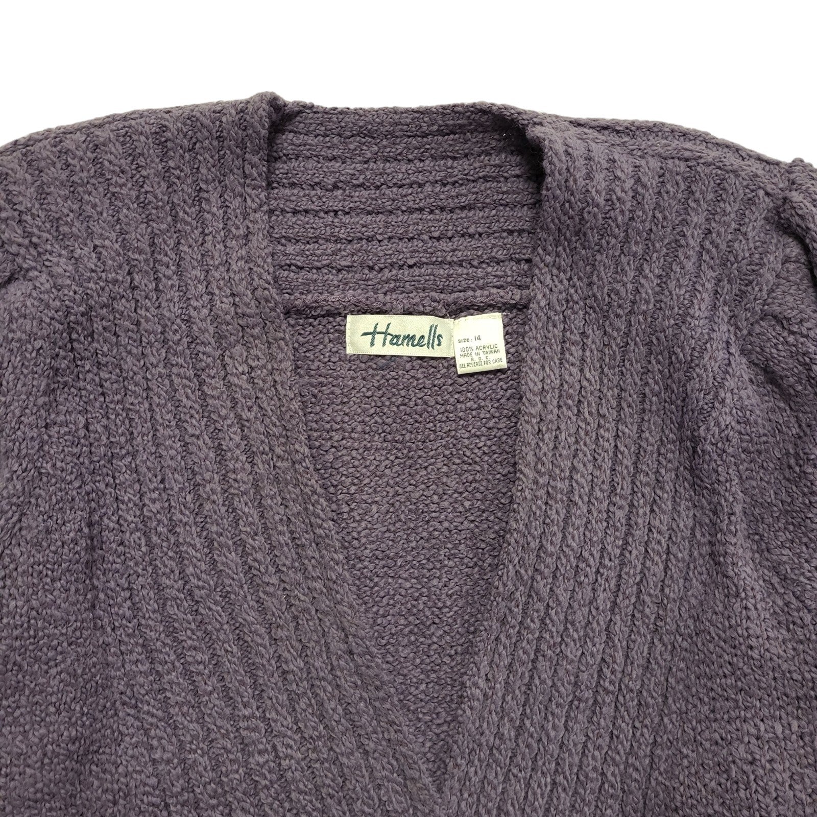 Hamells 80s Vintage Purple Acrylic Cardigan Uk Women's Size 14