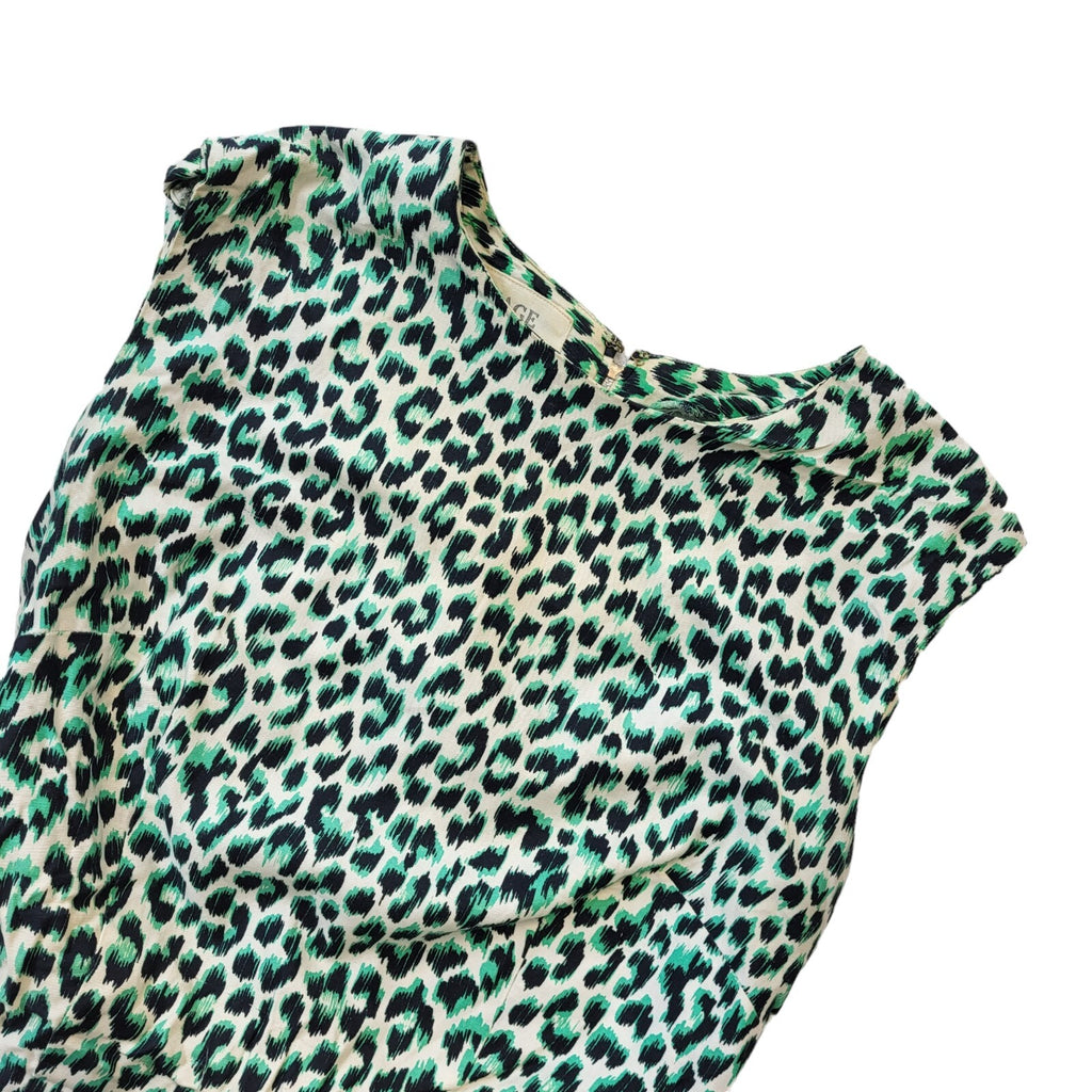 80s Vintage Leopard Print Slim Fit Belted Dress Women's 8/10