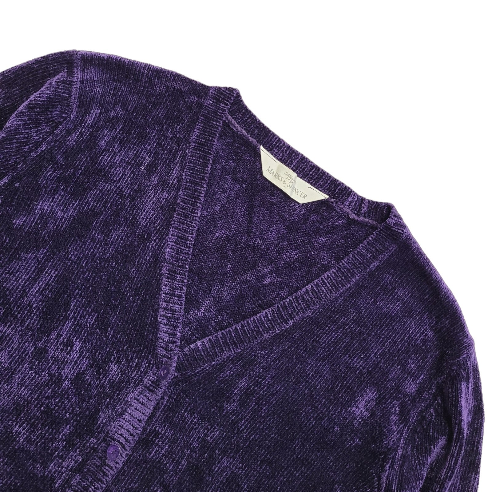 M&S Purple 80s Vintage Button Cardigan Uk Women's Size 16