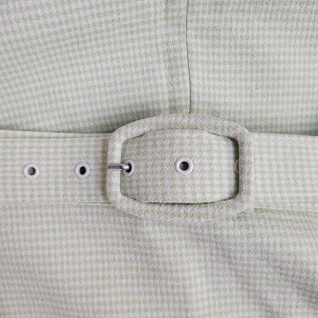M & S 70s Skirt Pencil Green White Check Belt BNWT Women's Size M 10 W28