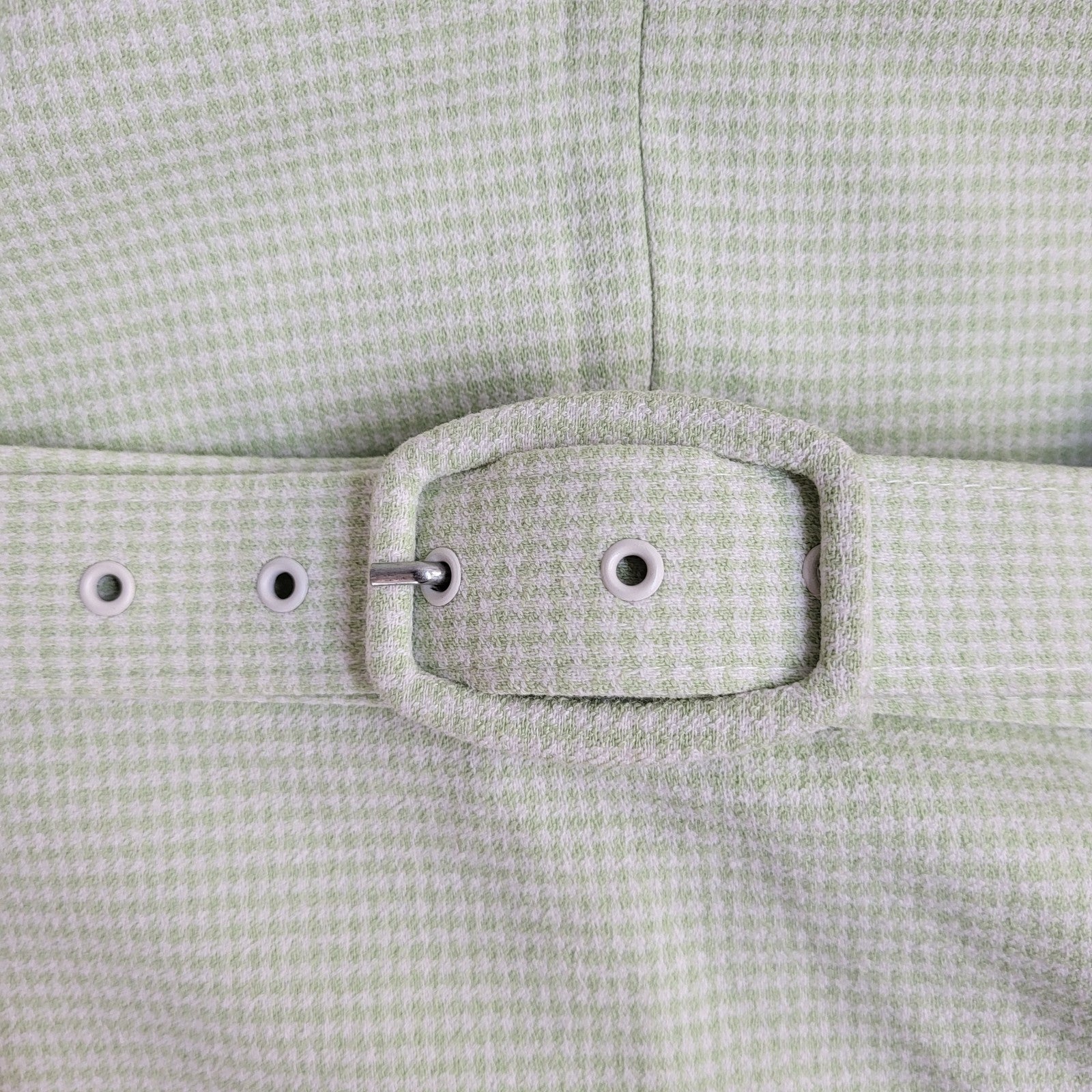 M & S 70s Skirt Pencil Green White Check Belt BNWT Women's Size M 10 W28