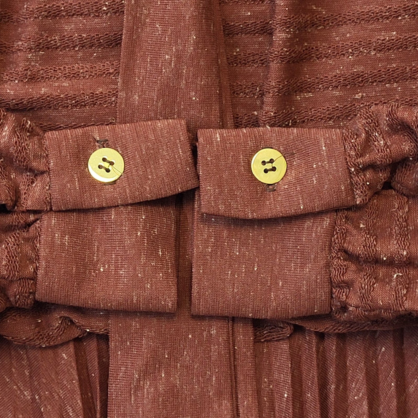 Claudie Amos 70s Vintage Brown Long Sleeve Pleated Dress Women's Size 10