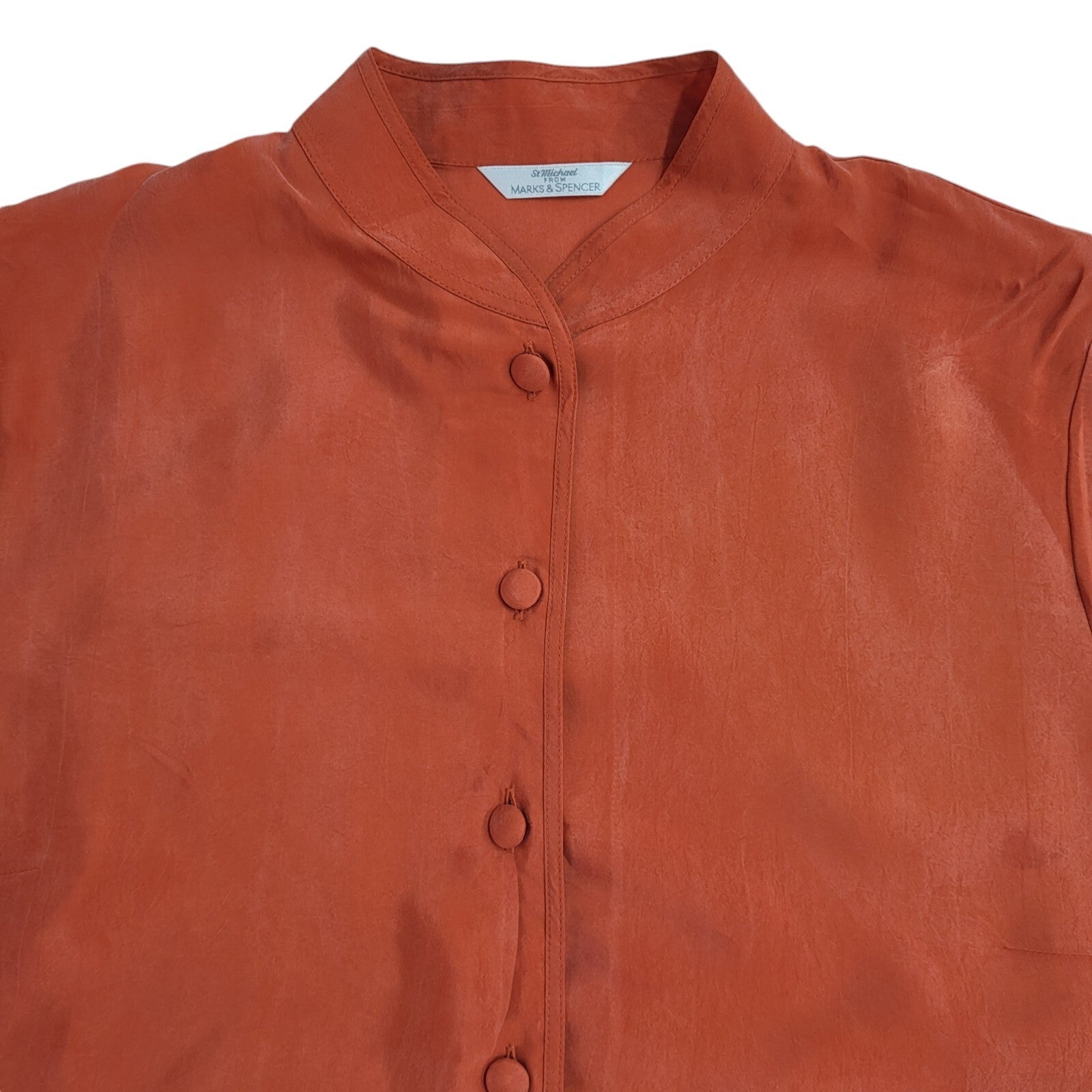 St Michael 90s Vintage Orange Short Sleeve Shirt Uk Women's Size 12