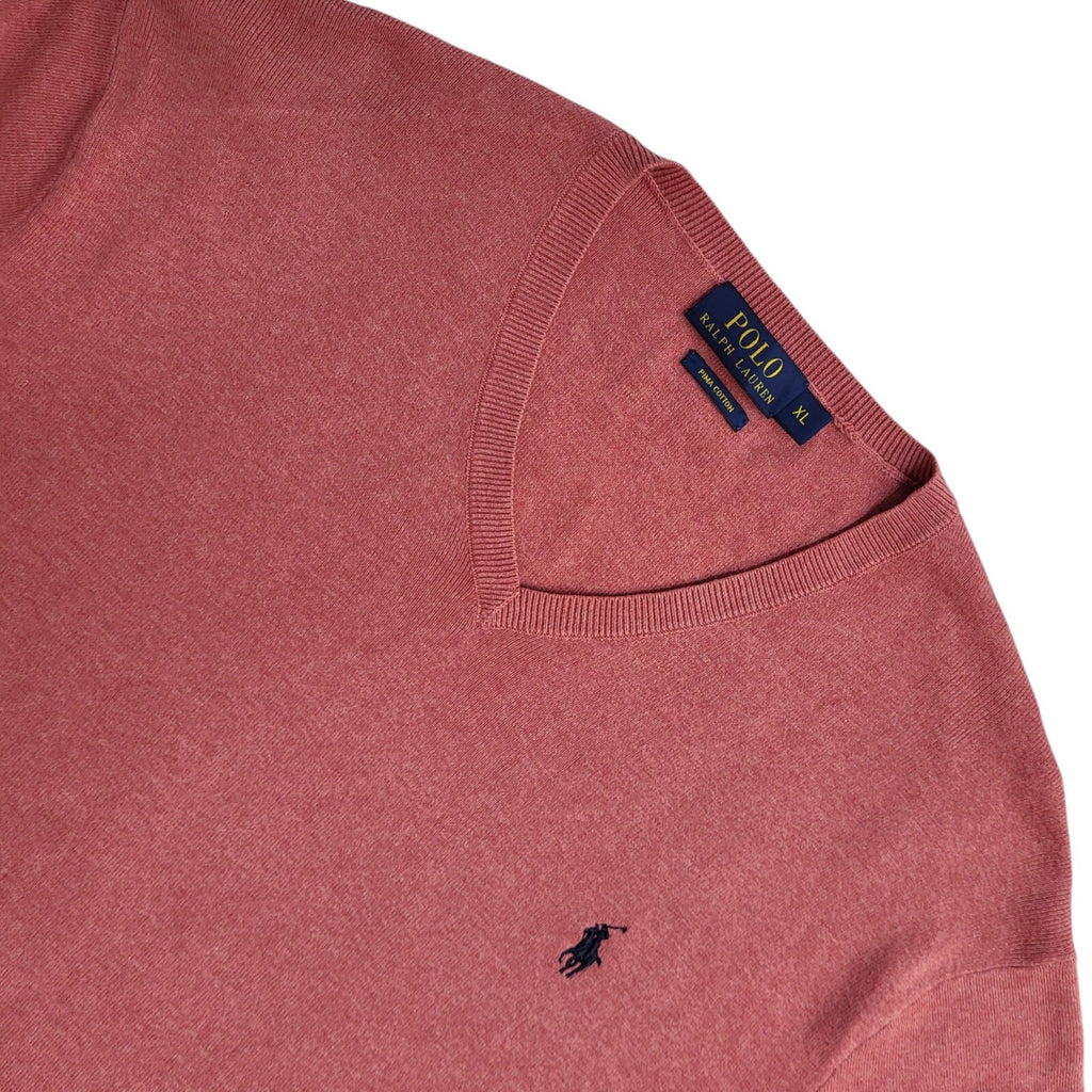 Polo Ralph Lauren Y2K Pink V- Neck Long Sleeve Jumper Men's UK Size XL