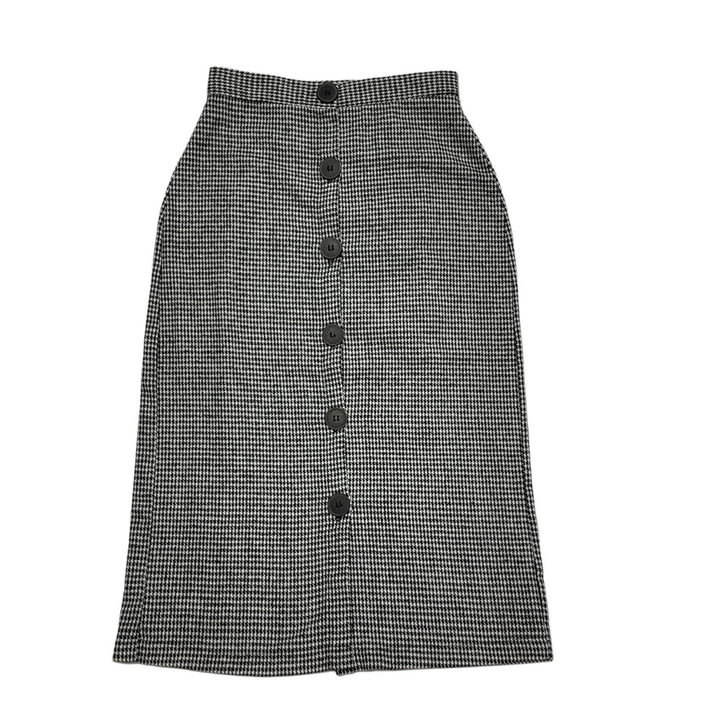 R&F Vintage 80's White & Black Button Front Straight Skirt Women's UK M W28