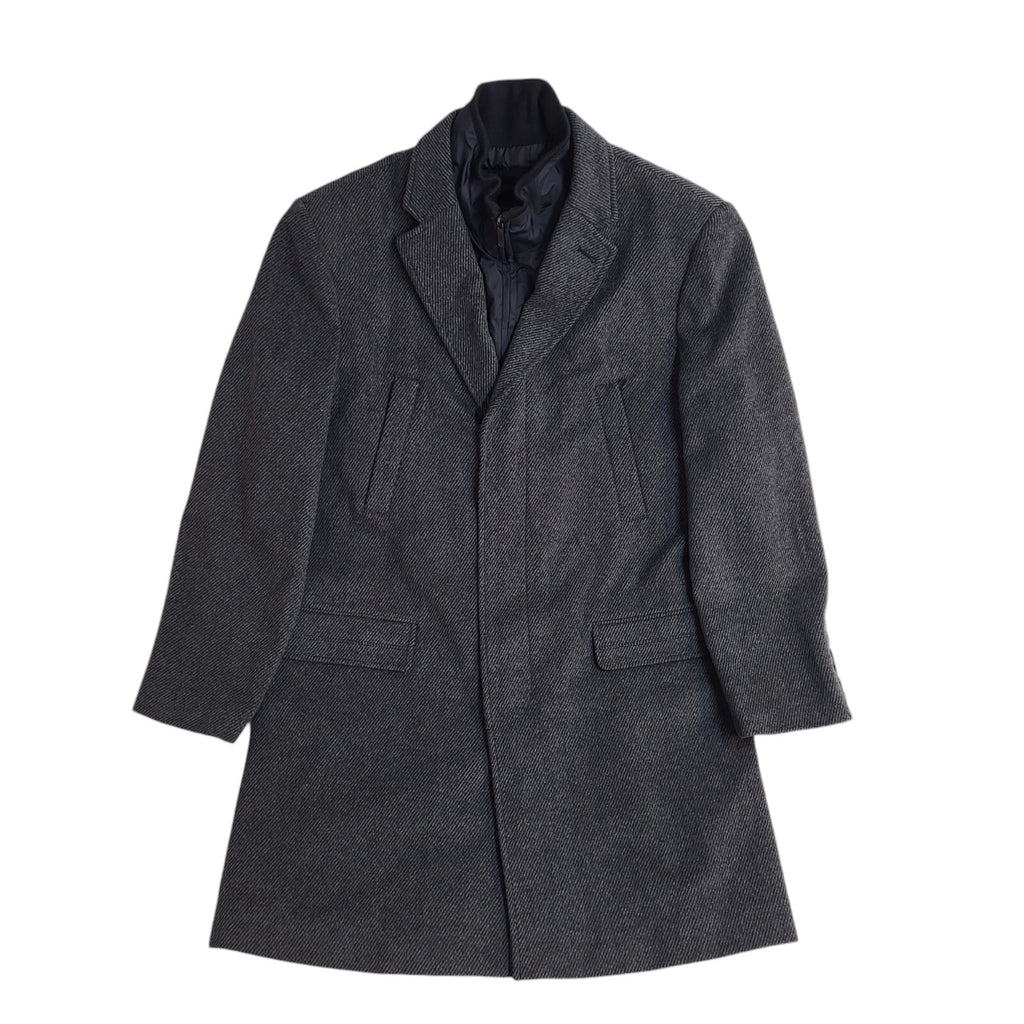 Jeff Banks Vintage Y2k Grey Wool Button Overcoat Uk Men's Size XL