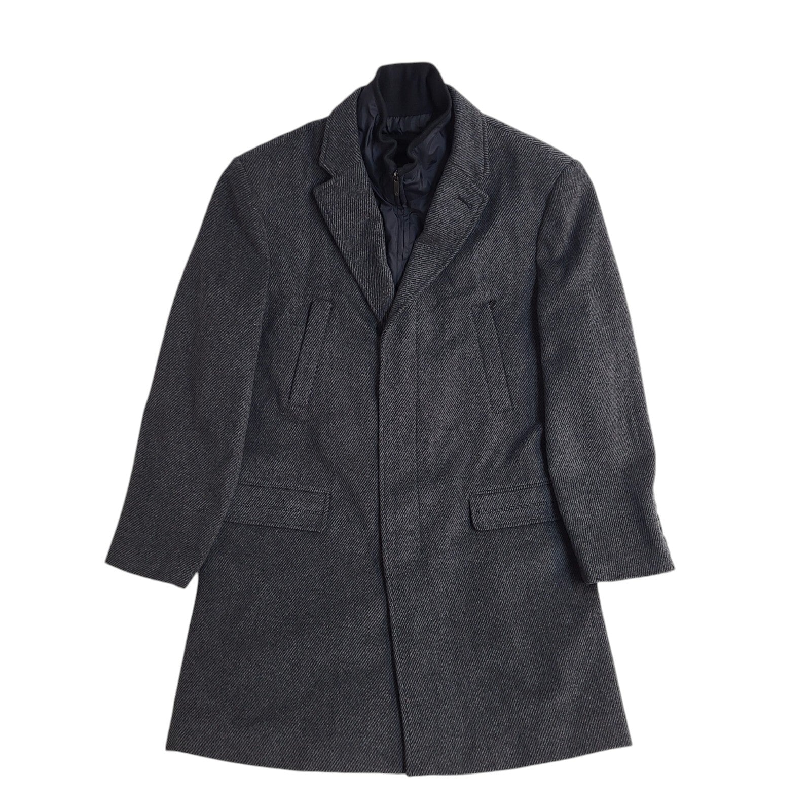 Jeff Banks Vintage Y2k Grey Wool Button Overcoat Uk Men's Size XL