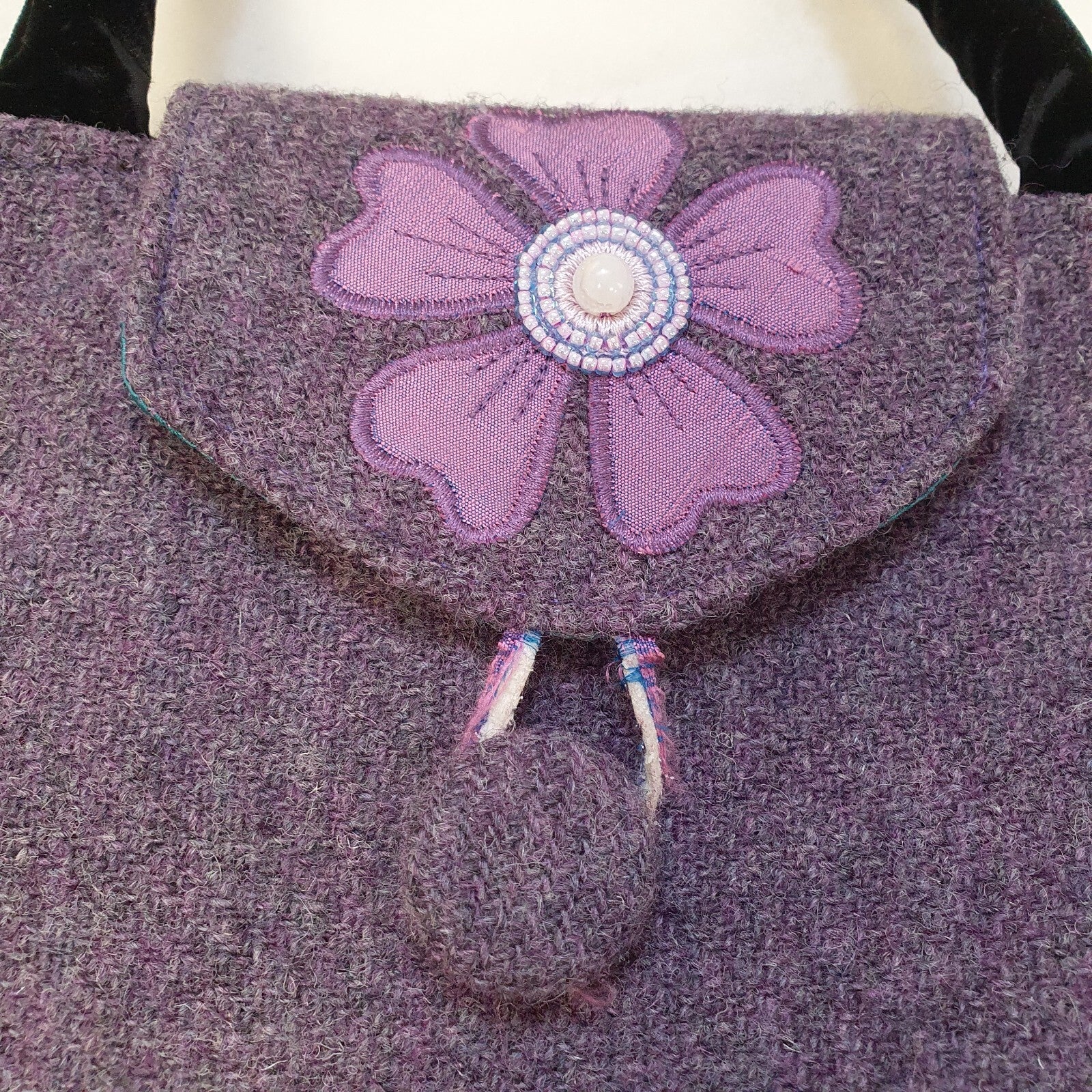 Harris Tweed Purple Wool Triangle Small Top Handle Handbag Uk Women's 13" x 7"
