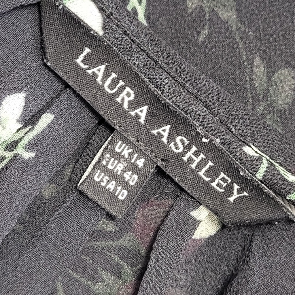 Laura Ashley Y2K sheer floral top with a cowl neck Women's Uk 14