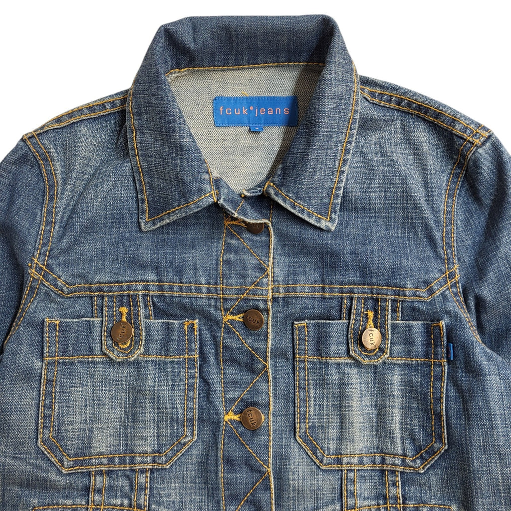 FCUK Jeans Vintage Mid Blue 90s Denim Jacket Uk Women's Size 8