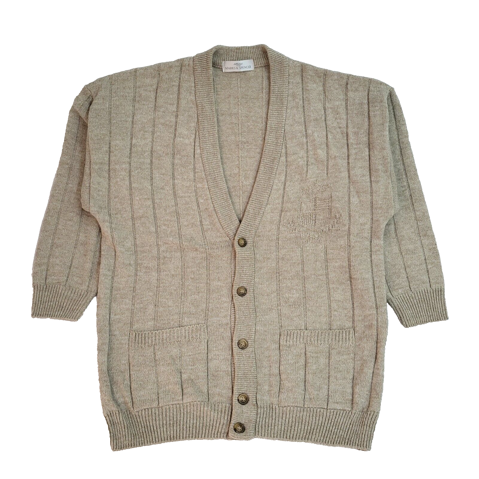 Marks & Spencer Vintage 90's Beige Cardigan UK Men's Size Medium