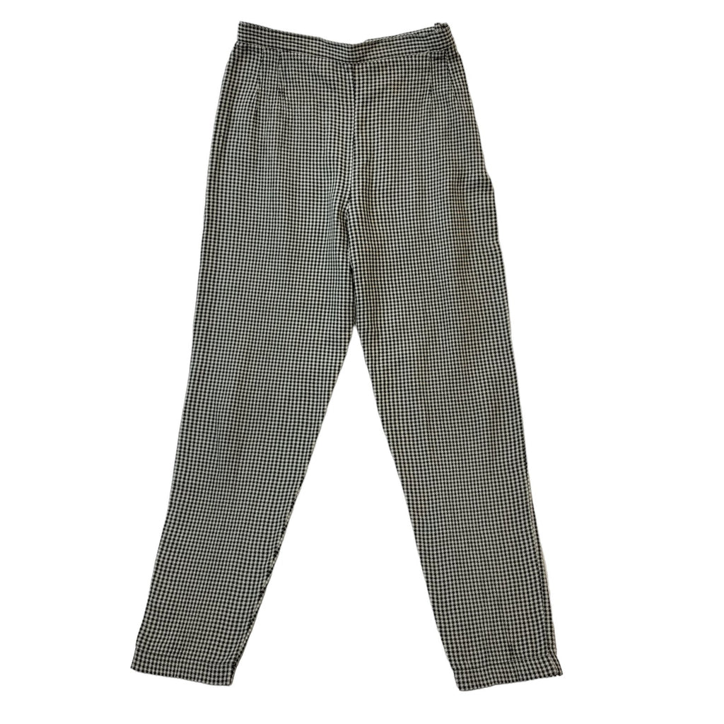 Next 90s Black & White Gingham Tapered Trousers Womens UK12 W26 L27