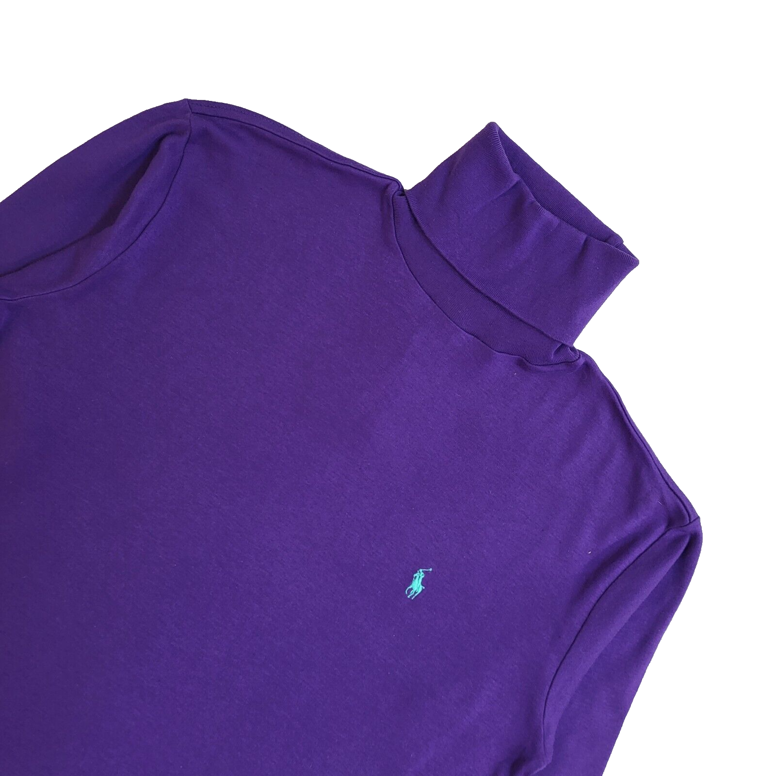 Ralph Lauren Purple Roll Neck Y2K Long Sleeve Jumper UK Women's Size S