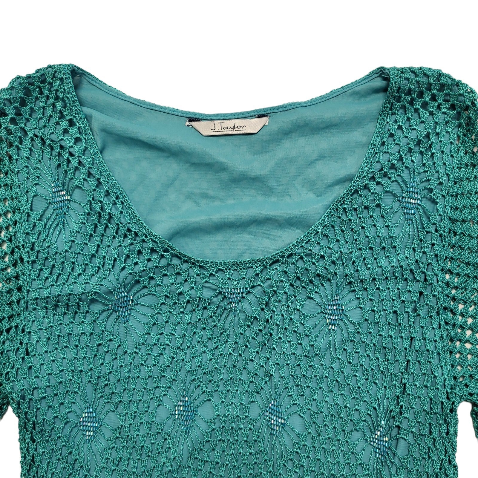J.Taylor Vintage 90's Green Sequin Lined Top Womens UK Size 16