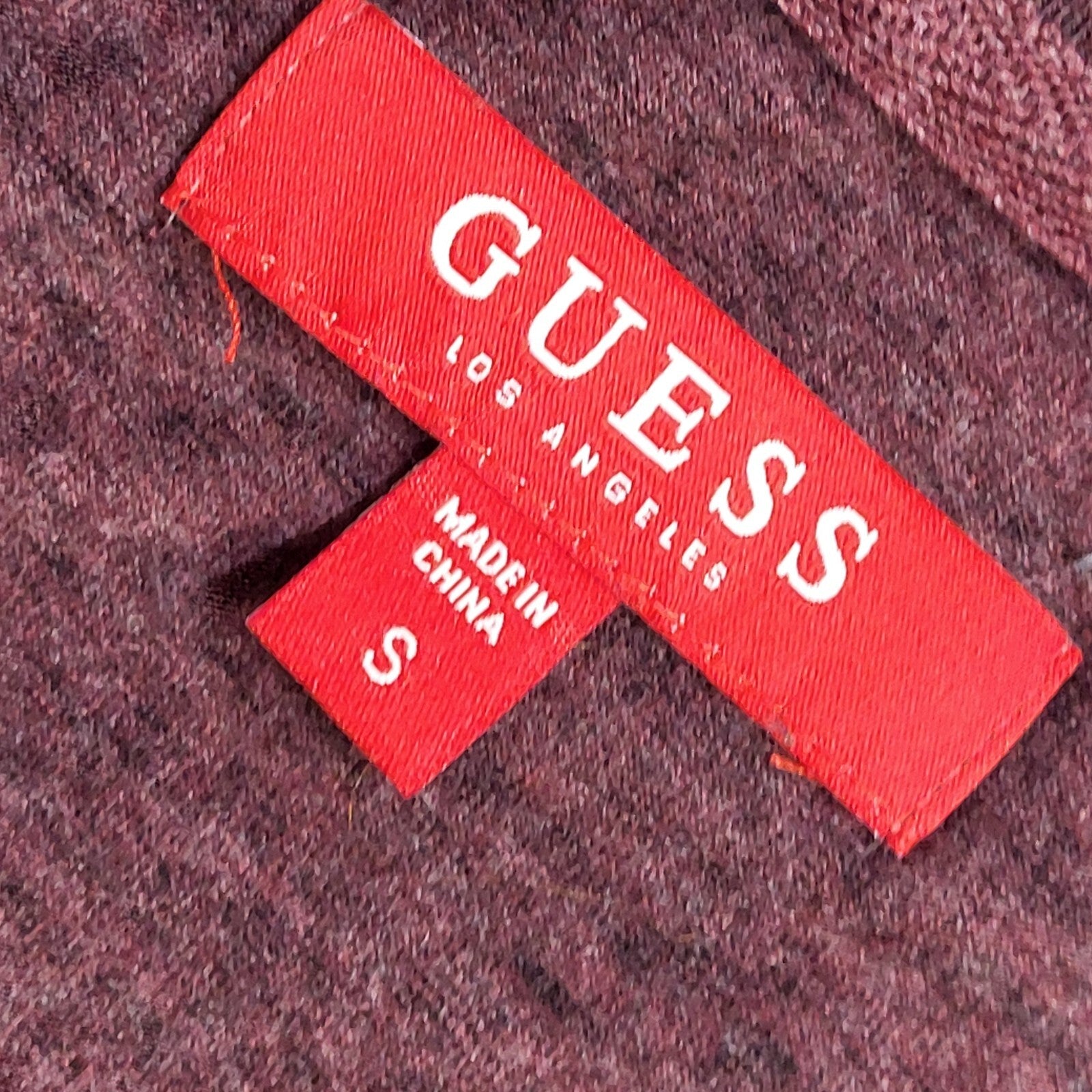 Guess Y2K Maroon Short Sleeve Slim Fit Polo T- Shirt Men's Size S
