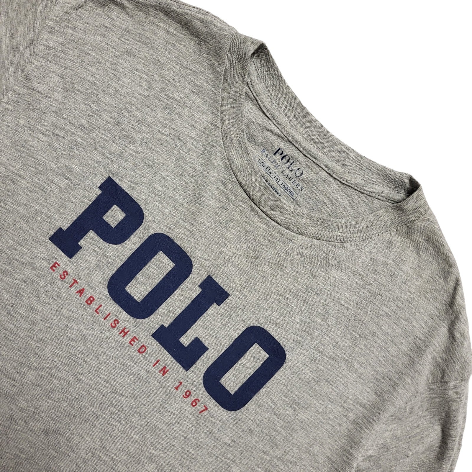 Polo Ralph Lauren Y2K Vintage Grey Long Sleeve T-Shirt Mens Size Large 14-16