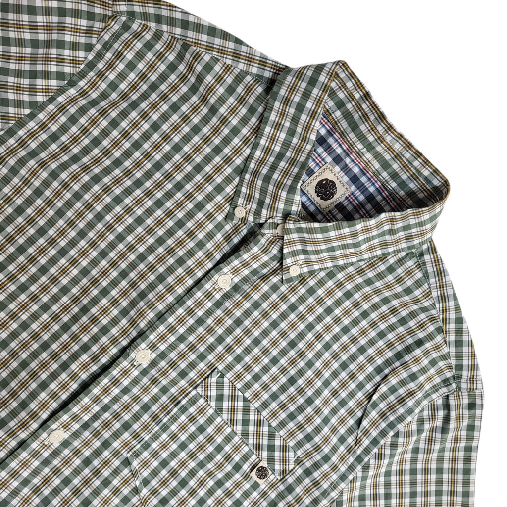 Pretty Green Y2K Green & Yellow Checked Short Sleeve Shirt Men's UK Size M