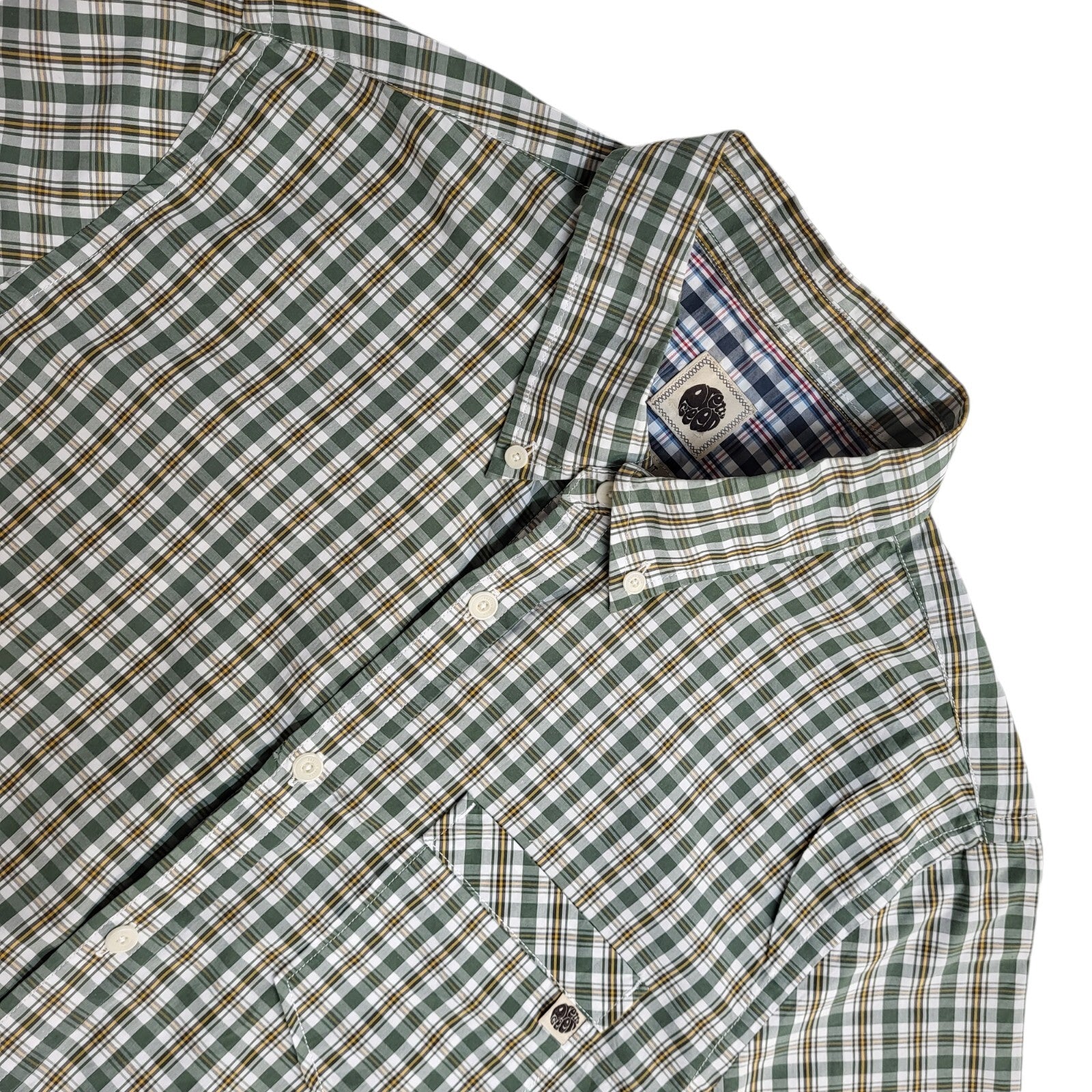 Pretty Green Y2K Green & Yellow Checked Short Sleeve Shirt Men's UK Size M
