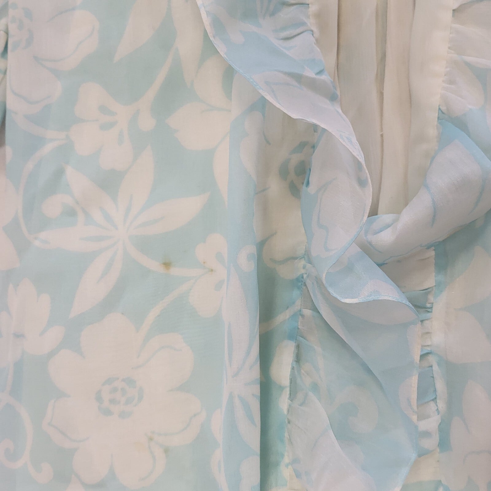 60s Vintage Elizabeth Hayes Blue Floral Nighty Uk Women's Size 10/12