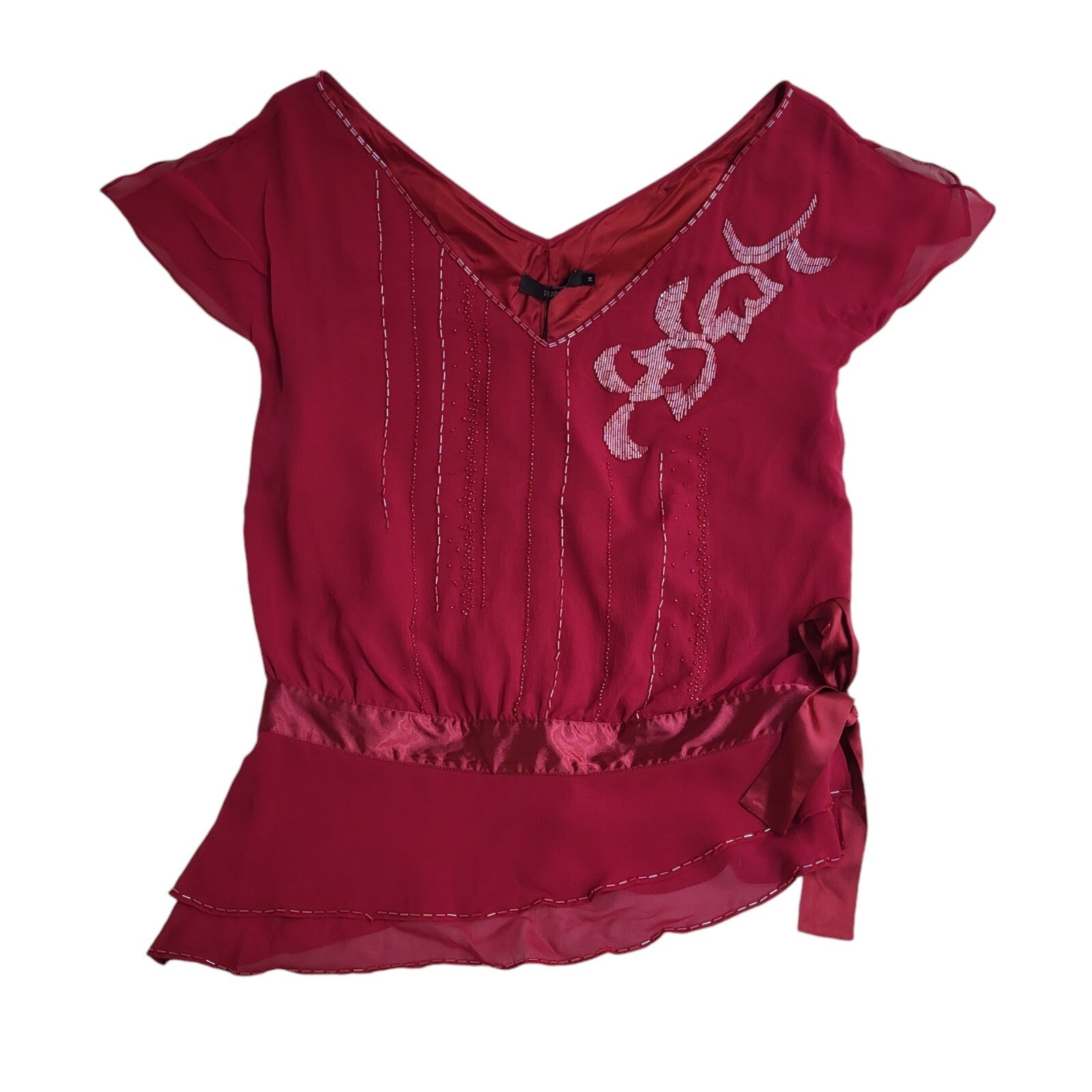 Pearce Fionda Pink V-Neck Sequin Short Sleeve Top 90's BNWT Women's UK Size 14