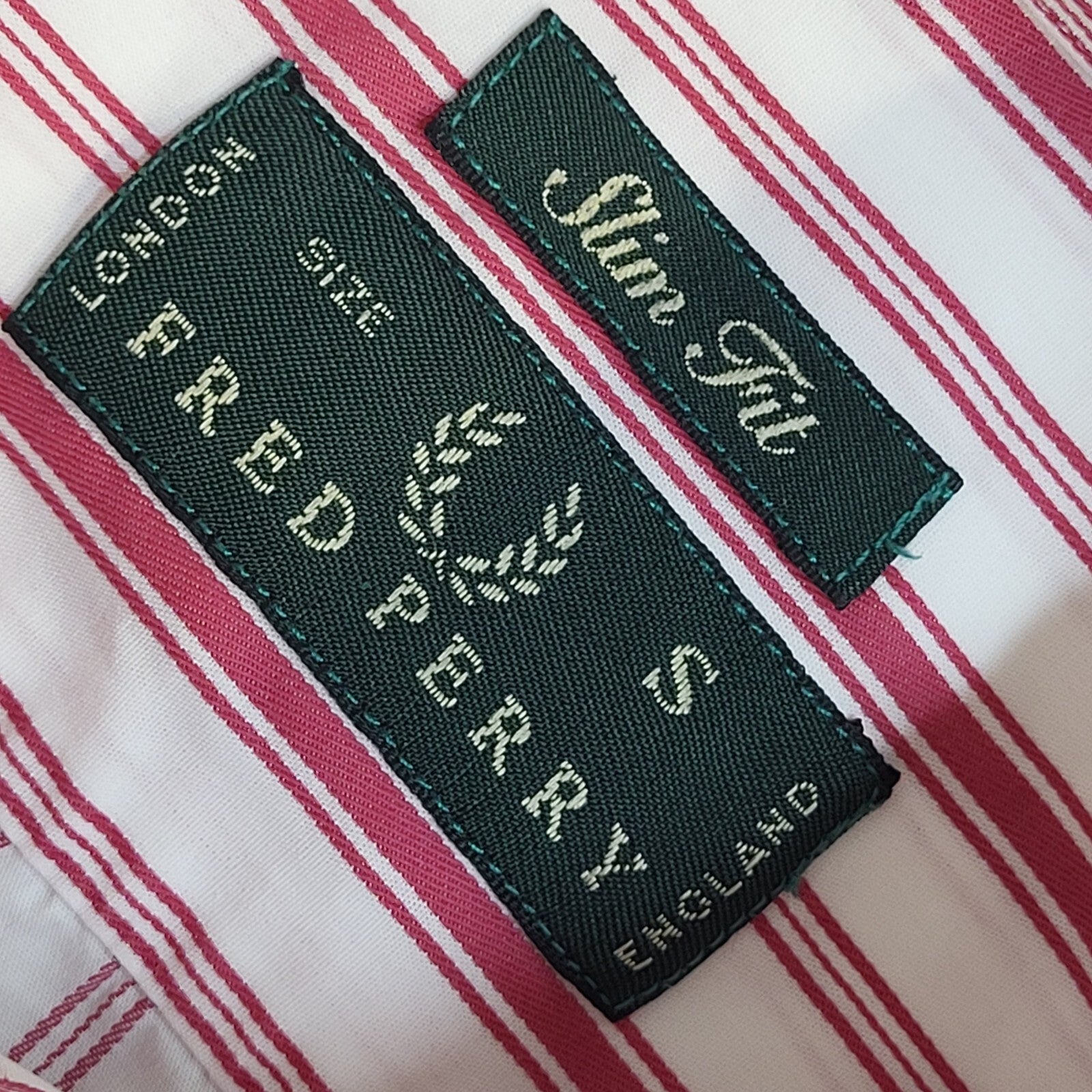 Fred Perry Vintage 90's Pink & White Striped Long Sleeve Shirt Men's UK S