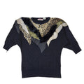 Kocal 80s Vintage Black & Gold Acrylic Jumper Women's Size S Eu 36