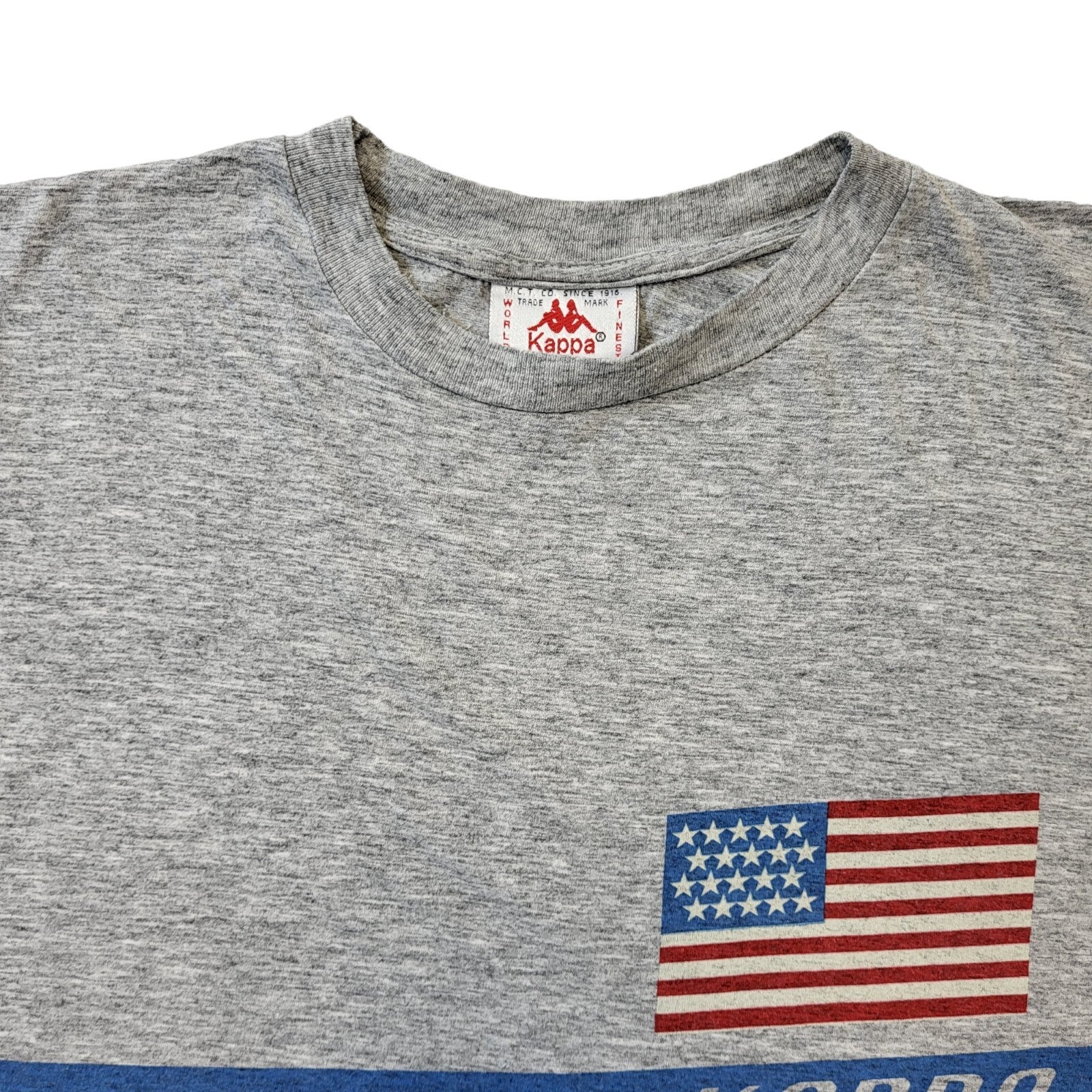 Kappa 90s Vintage Shore Grey Blue Red Crew Neck T-Shirt Men's Size XL
