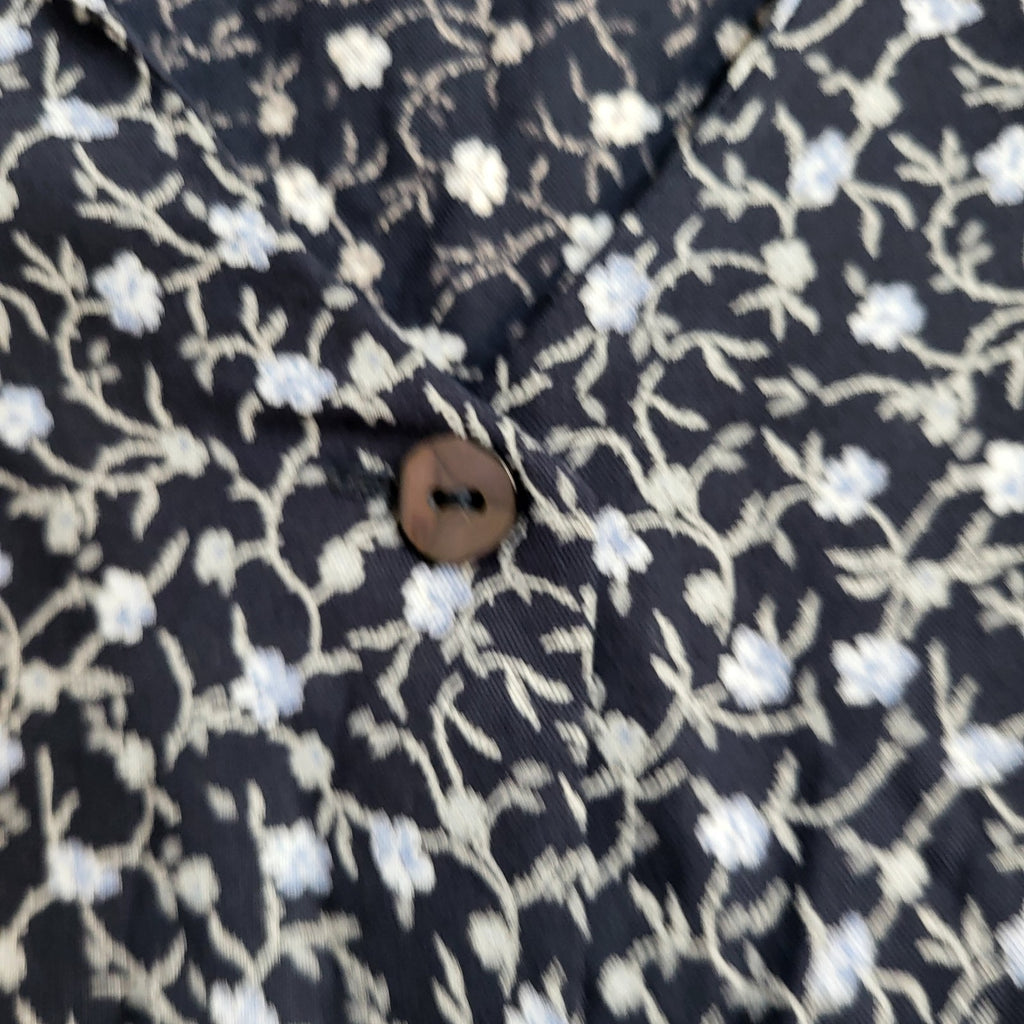M & S Vintage Dress 90's Navy A-Line Buttoned Midi Dress Womens Uk 14