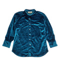 Girls 90s Vintage Blue Pearl Snap Velvet Blouse Women's Medium
