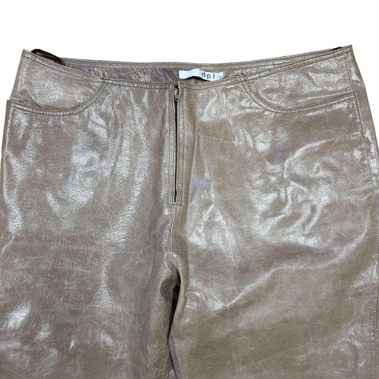 DPL Vintage 90s Brown Wide Leg Leather Trousers Uk Women's Size 16 W32 L31