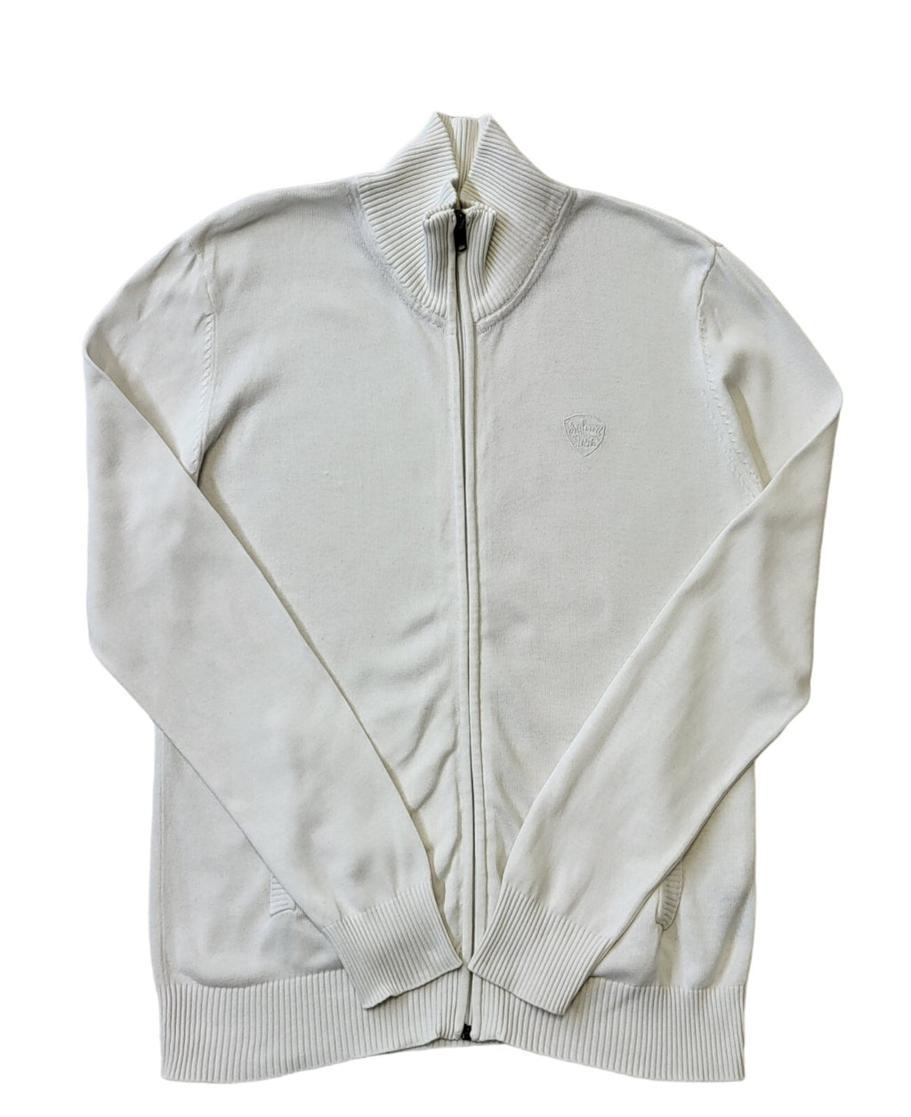 Schott Y2K Vintage White Zipped Cotton Cardigan Men's Size Small