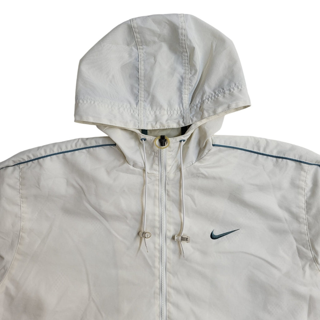 Nike Y2k White Pullover Over-sized Hooded Jacket Uk Women's Size M (8-10)