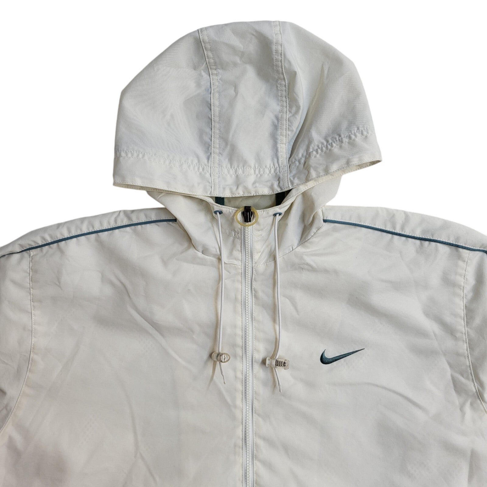 Nike Y2k White Pullover Over-sized Hooded Jacket Uk Women's Size M (8-10)