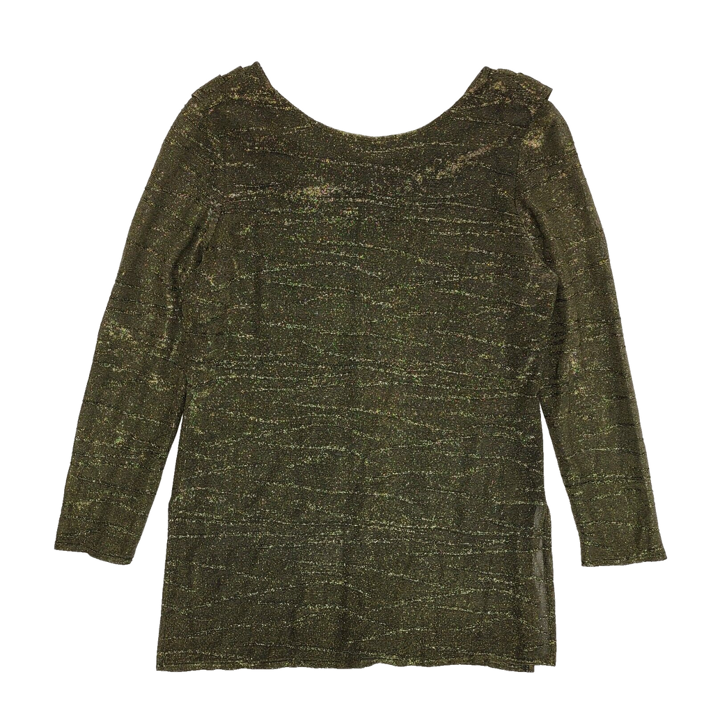 Official Gold & Black Y2K Sparky Long Sleeve Cowl Back Top Womens UK Size 12
