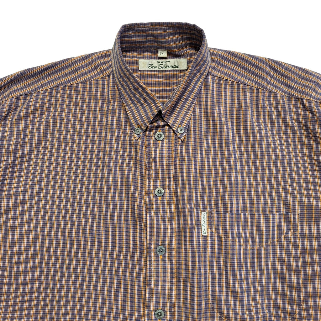 Ben Sherman Vintage 90's Purple Check Long Sleeve Shirt Men's UK L