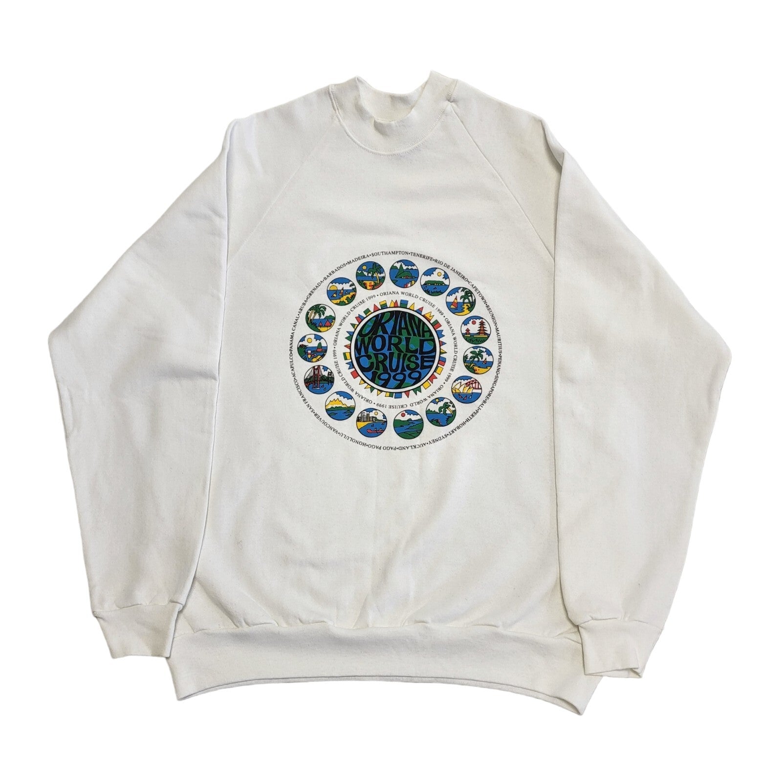 Fruit Of The Loom 90s Vintage White World Cruise Sweatshirt Men's Size XL