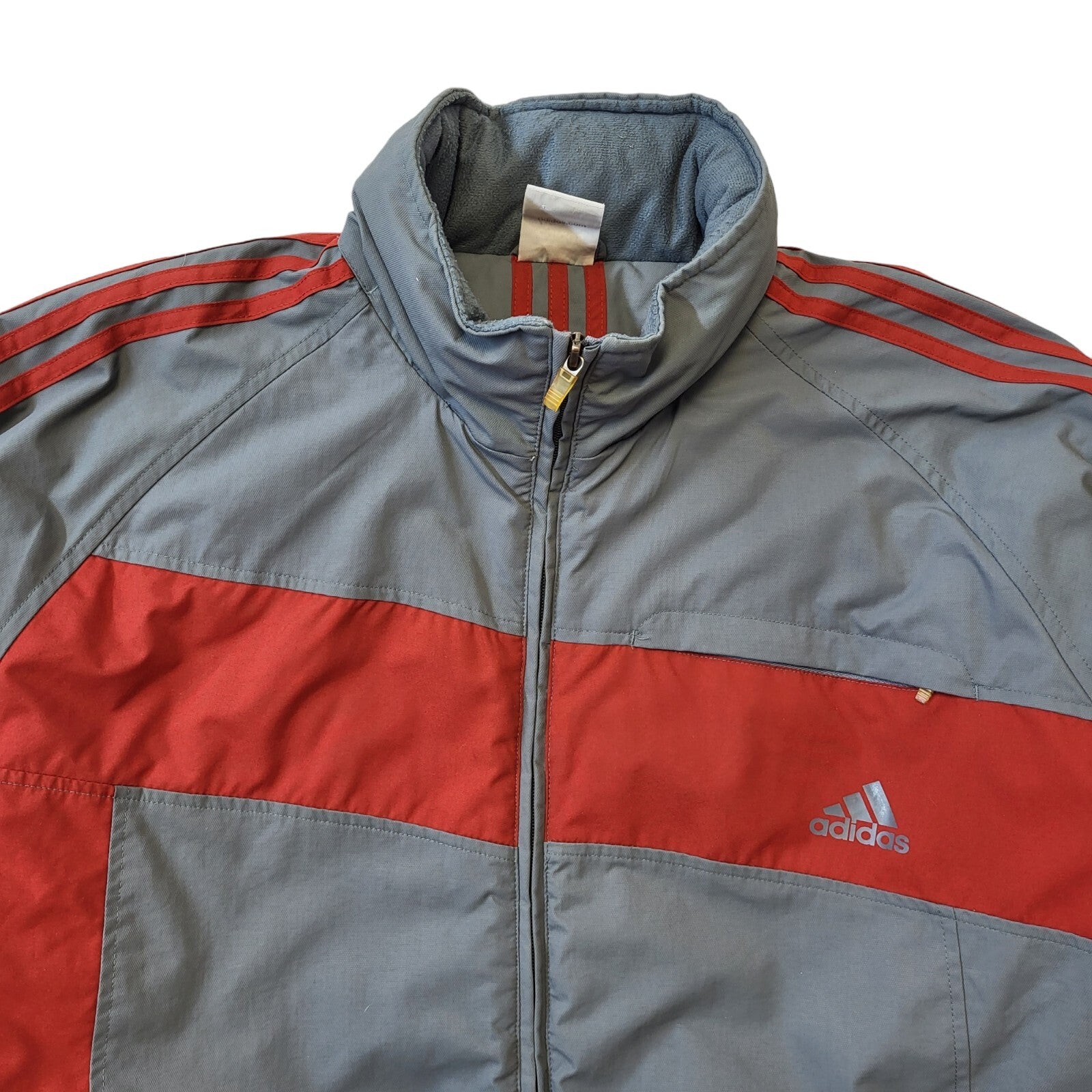 Adidas Y2K Vintage Red & Grey Zip Up Sports Jacket Men's Size Large