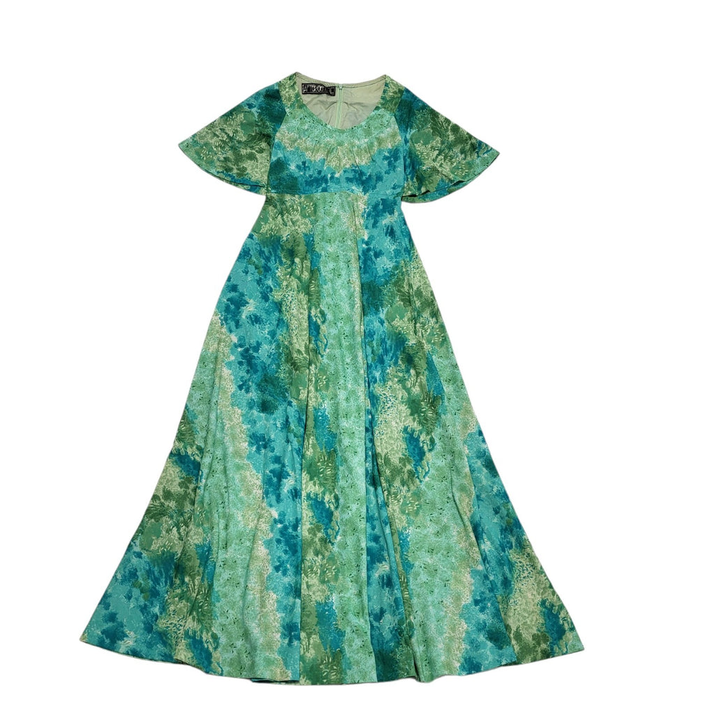 70s Vintage After Eight Green Retro Summer Maxi Dress Women's Size 8